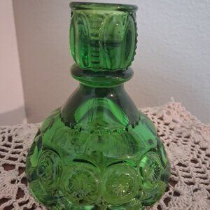 Vintage LE Smith Moons And Stars Green Candlestick | Single Candleholder